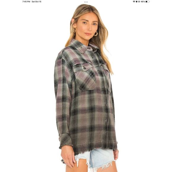 Free People Jackets & Blazers - NWT Free People Anneli Plaid Shirt Jacket  Size Large